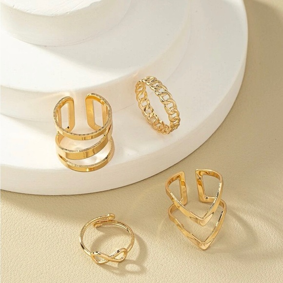Gold 4pc Infinity Midi Ring Set - Picture 2 of 2